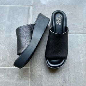 Franco Sarto Genuine Leather Black Wedge Sandals Size 7